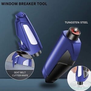 Car Glass Window Breaker and Seatbelt Cutter Keychain, 2-in-1 Automotive Spring